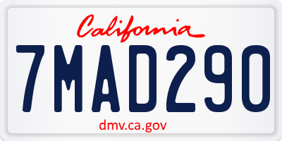 CA license plate 7MAD290