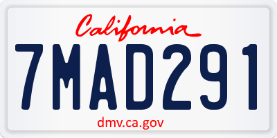CA license plate 7MAD291