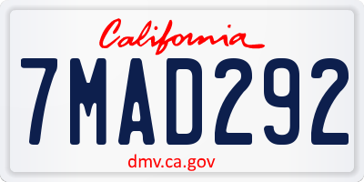 CA license plate 7MAD292