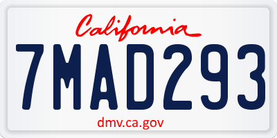 CA license plate 7MAD293