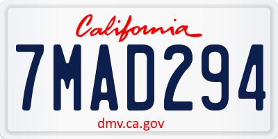 CA license plate 7MAD294