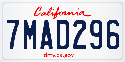 CA license plate 7MAD296