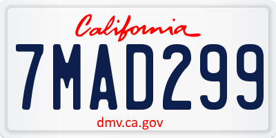 CA license plate 7MAD299