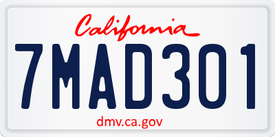 CA license plate 7MAD301