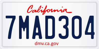CA license plate 7MAD304