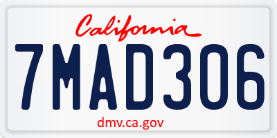 CA license plate 7MAD306