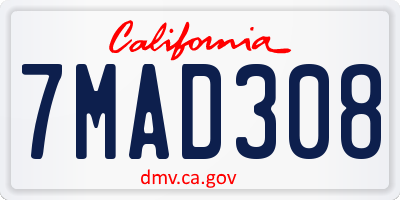 CA license plate 7MAD308