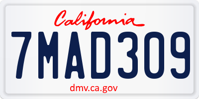 CA license plate 7MAD309
