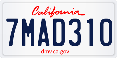 CA license plate 7MAD310