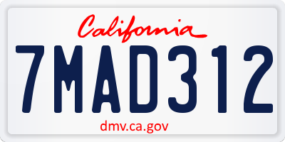 CA license plate 7MAD312