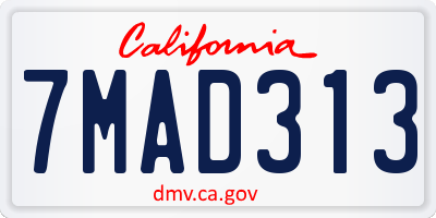 CA license plate 7MAD313