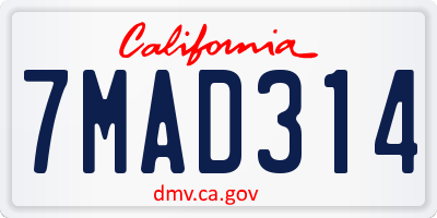 CA license plate 7MAD314