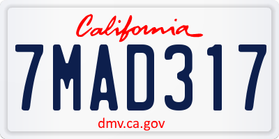 CA license plate 7MAD317