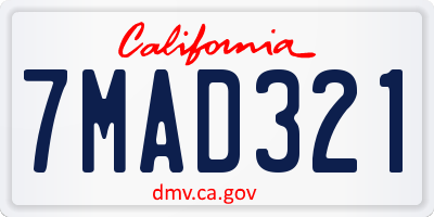 CA license plate 7MAD321