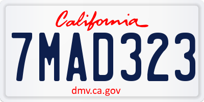 CA license plate 7MAD323