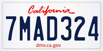 CA license plate 7MAD324