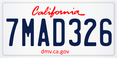 CA license plate 7MAD326
