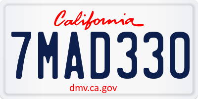 CA license plate 7MAD330