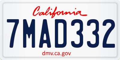 CA license plate 7MAD332