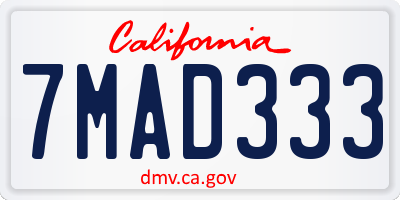 CA license plate 7MAD333
