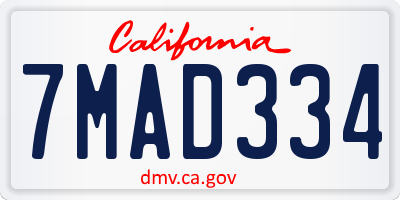 CA license plate 7MAD334