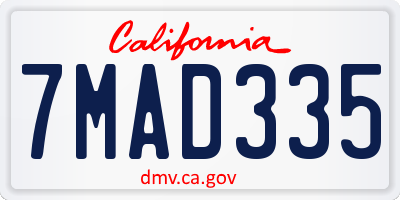 CA license plate 7MAD335