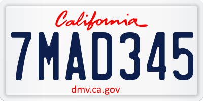 CA license plate 7MAD345
