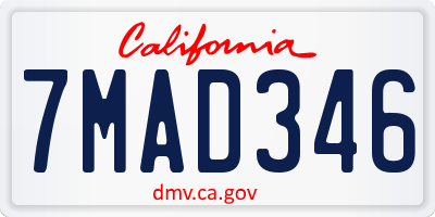 CA license plate 7MAD346