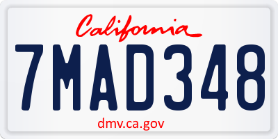 CA license plate 7MAD348
