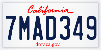CA license plate 7MAD349