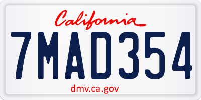 CA license plate 7MAD354