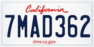 CA license plate 7MAD362