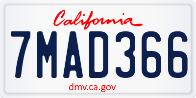 CA license plate 7MAD366