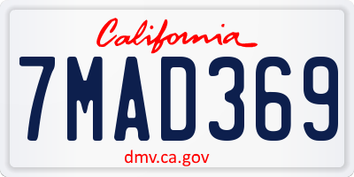 CA license plate 7MAD369