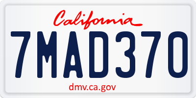 CA license plate 7MAD370