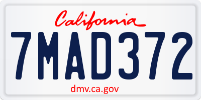CA license plate 7MAD372