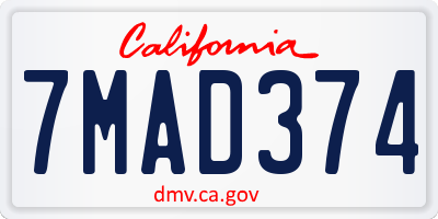 CA license plate 7MAD374