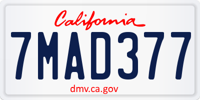 CA license plate 7MAD377