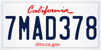 CA license plate 7MAD378