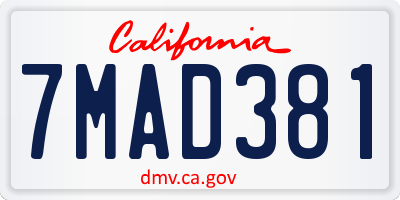 CA license plate 7MAD381
