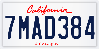 CA license plate 7MAD384