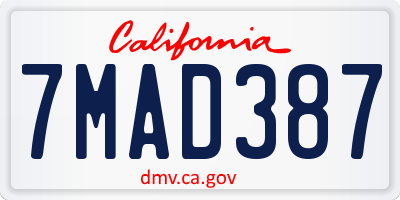 CA license plate 7MAD387