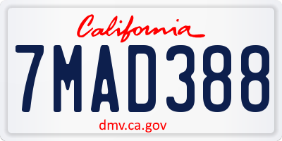 CA license plate 7MAD388