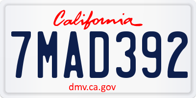 CA license plate 7MAD392