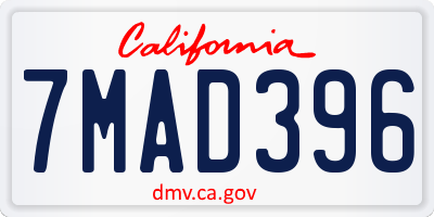 CA license plate 7MAD396