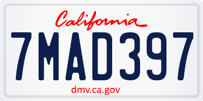CA license plate 7MAD397