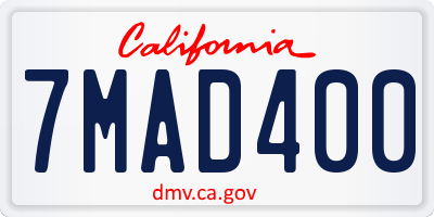 CA license plate 7MAD400