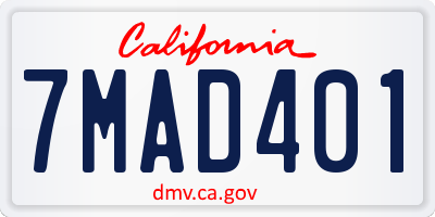 CA license plate 7MAD401