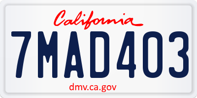 CA license plate 7MAD403