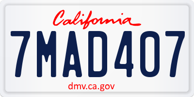 CA license plate 7MAD407
